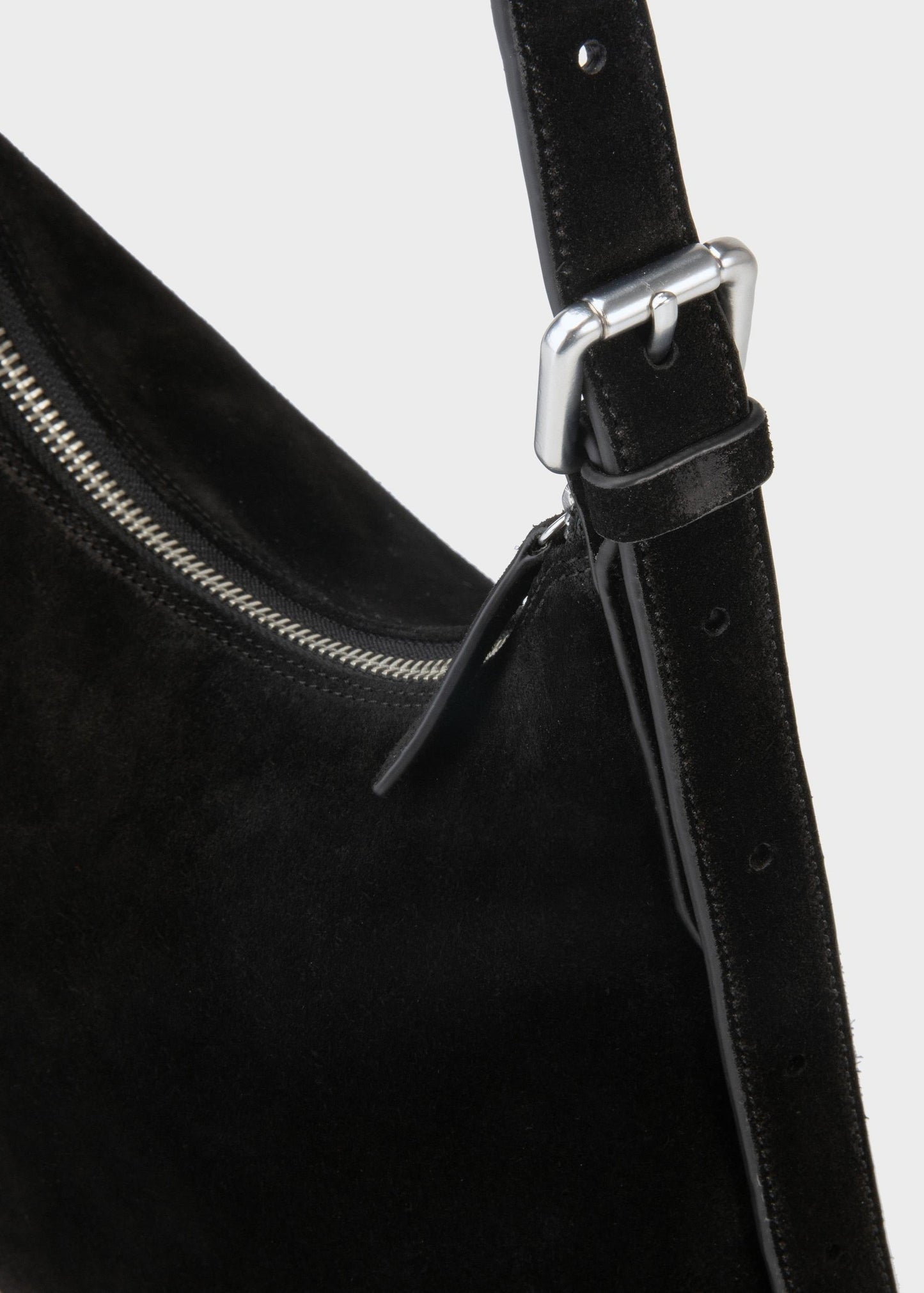 Sac à main en cuir suède certifié | noir "bari"