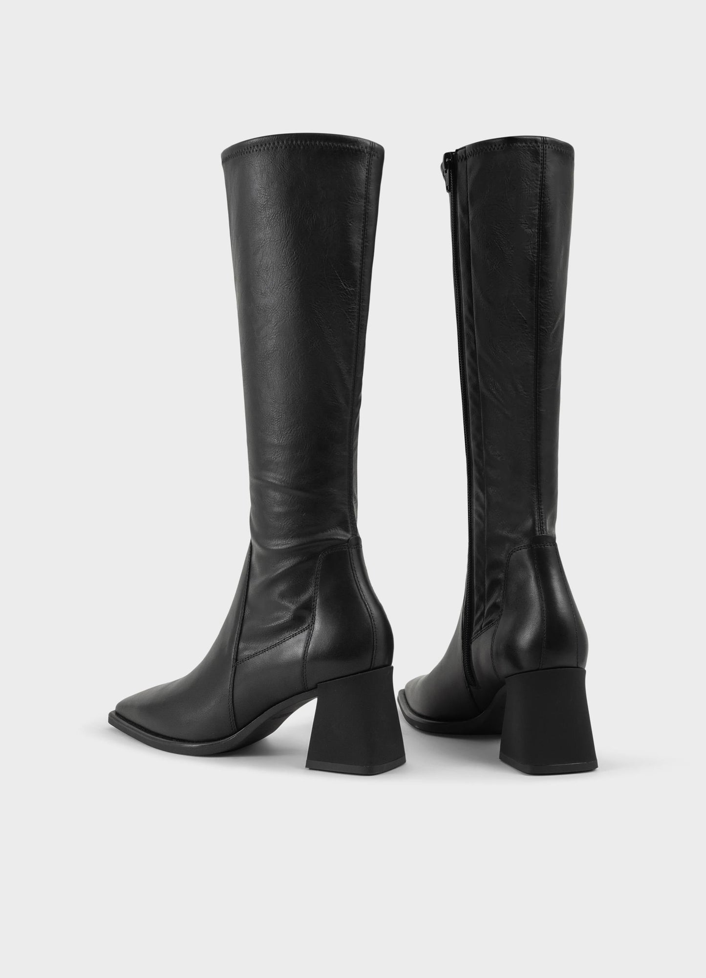 Bottes hautes en cuir certifié | noir 'hedda - black'