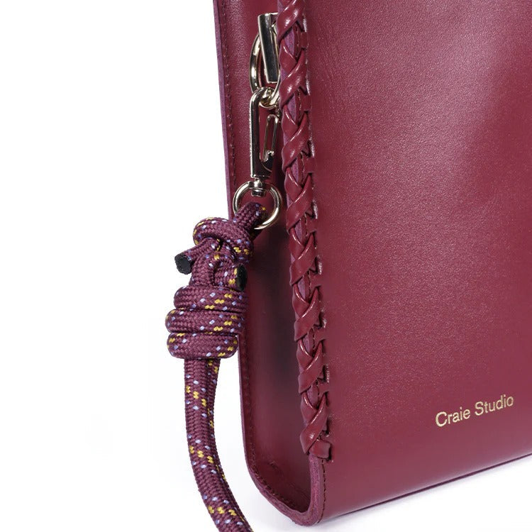 Sac à bandoulière en cuir certifié | prune "essence stitch prune"