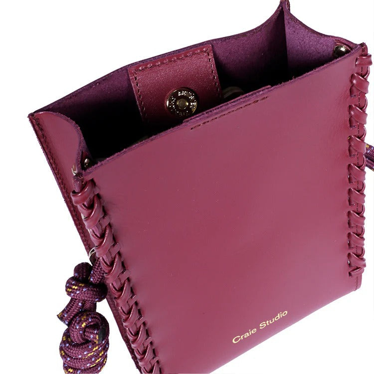 Sac à bandoulière en cuir certifié | prune "essence stitch prune"