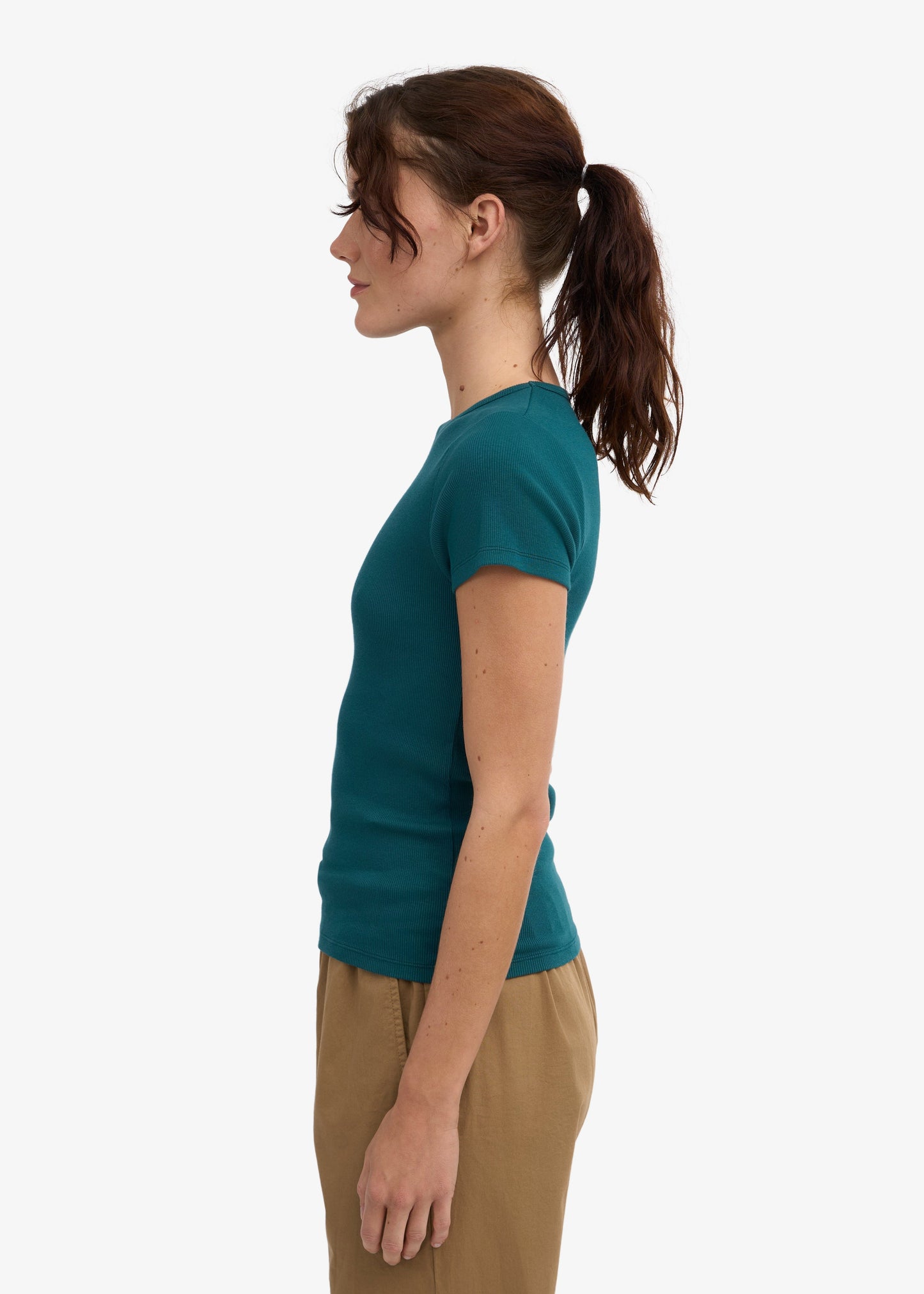 T-shirt côtelé en coton biologique | bleu "organic rib ss t-shirt - Ocean Green"