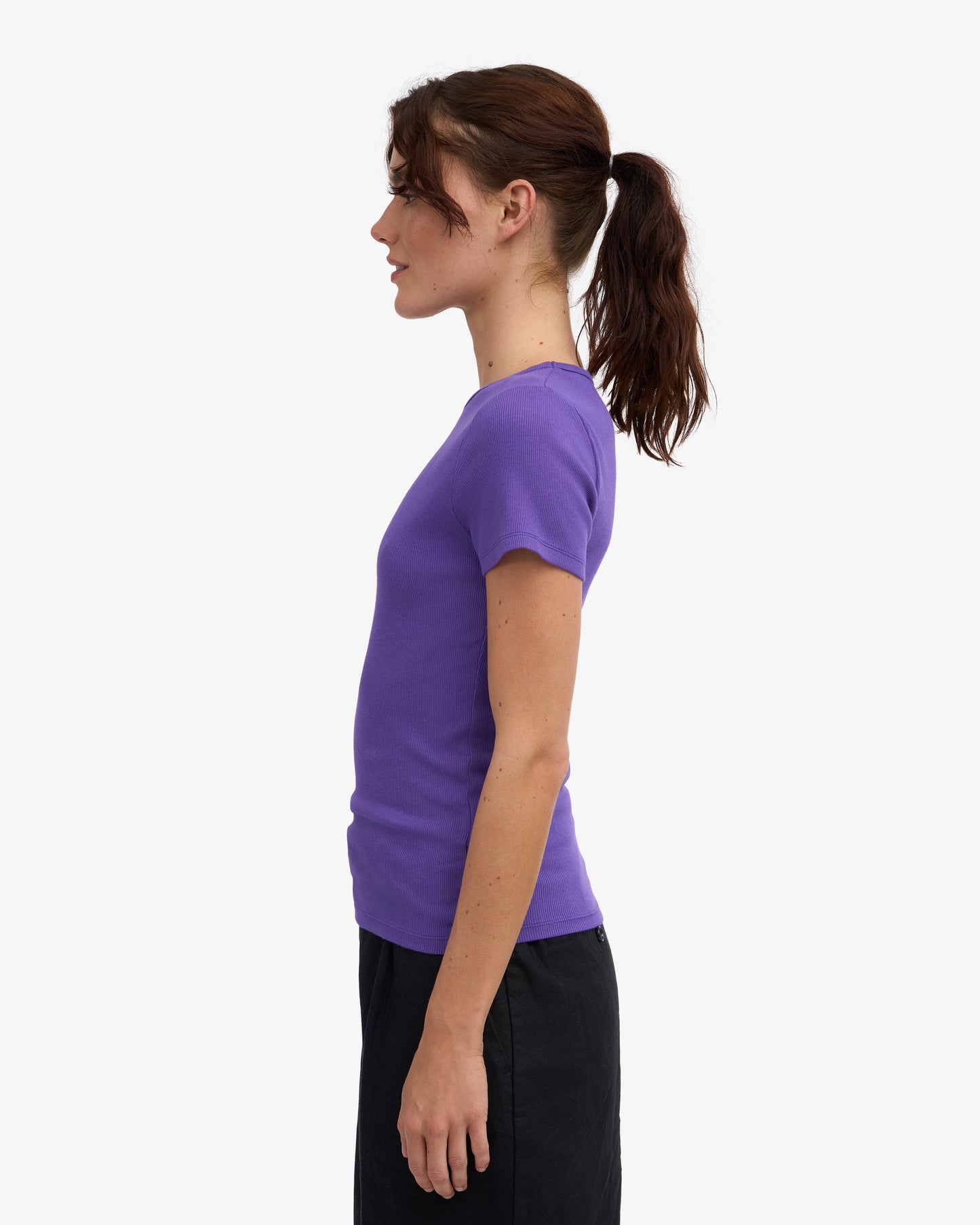 T-shirt côtelé en coton biologique | violet "organic rib ss t-shirt - ultra violet"
