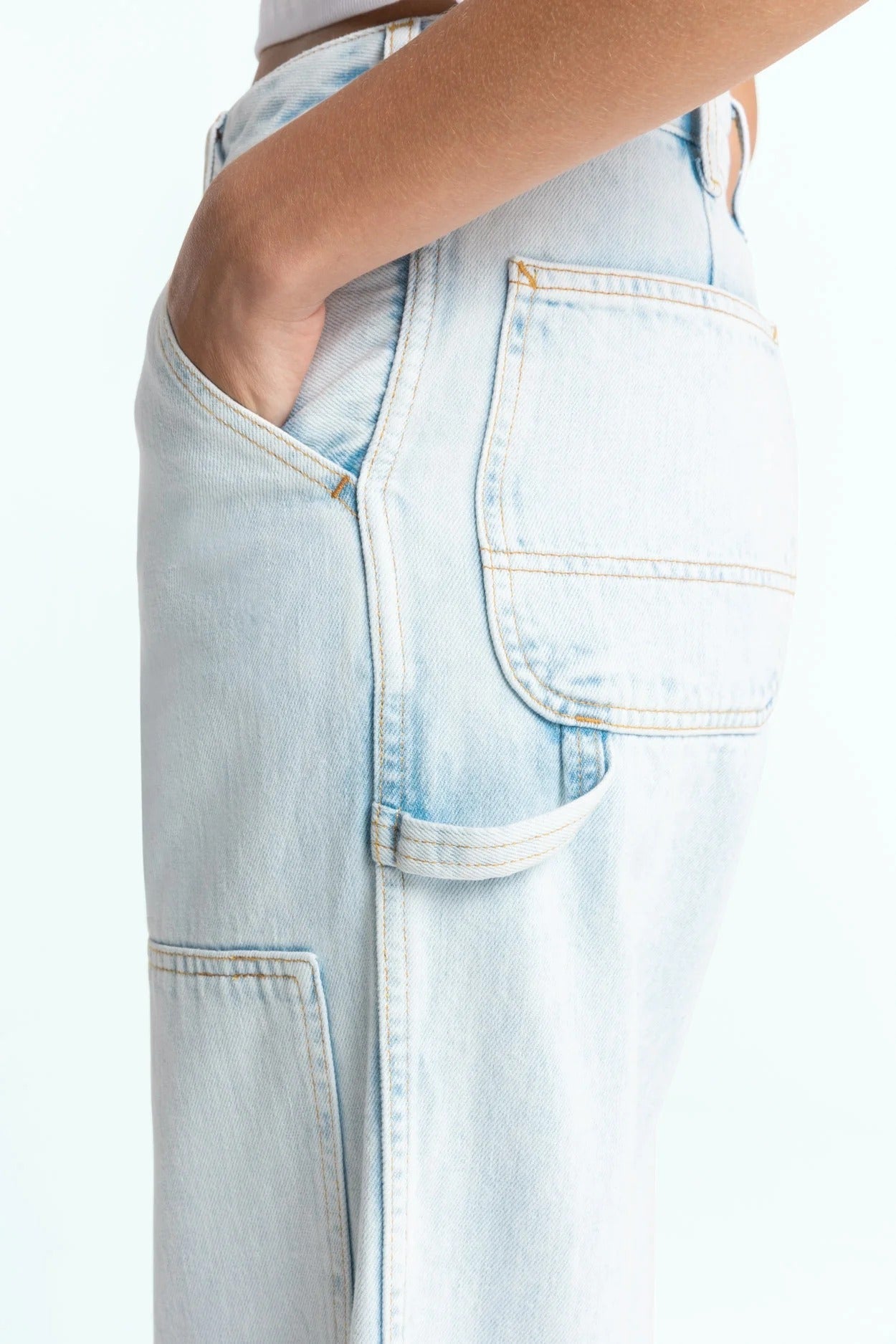 Jean ballon en coton biologique | blanc "leyda - chase super light marble"