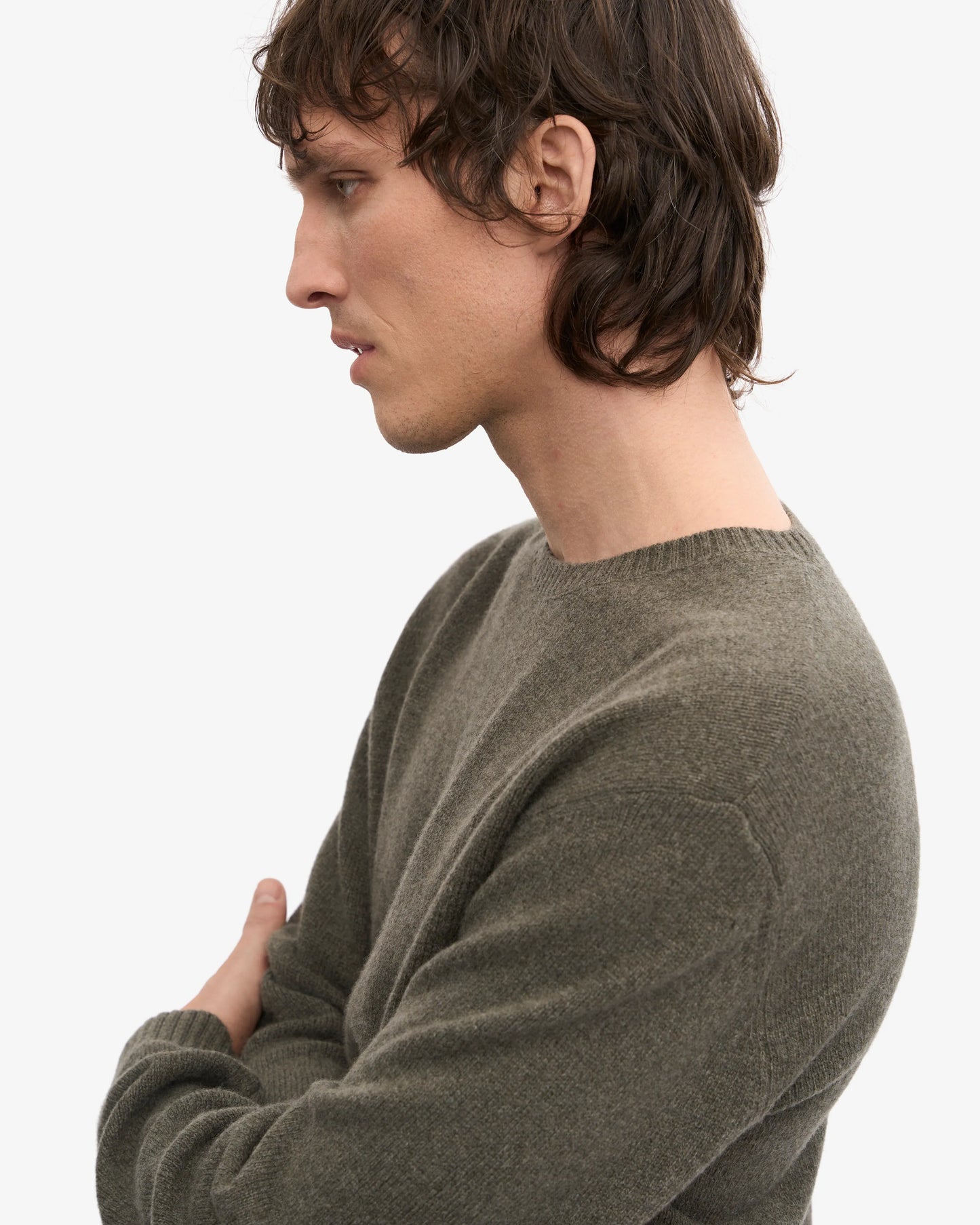 Pull en laine mérinos recyclée | kaki "dusty olive"