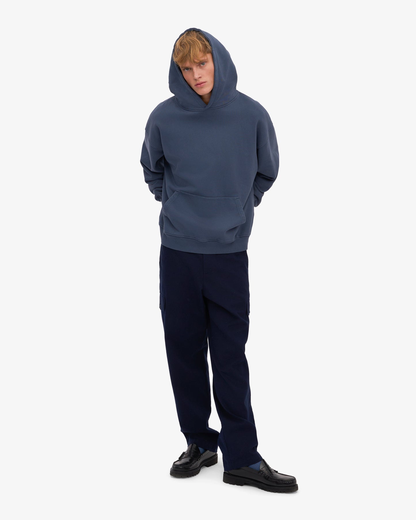 Sweat à capuche oversize en coton bio | bleu "petrol blue"