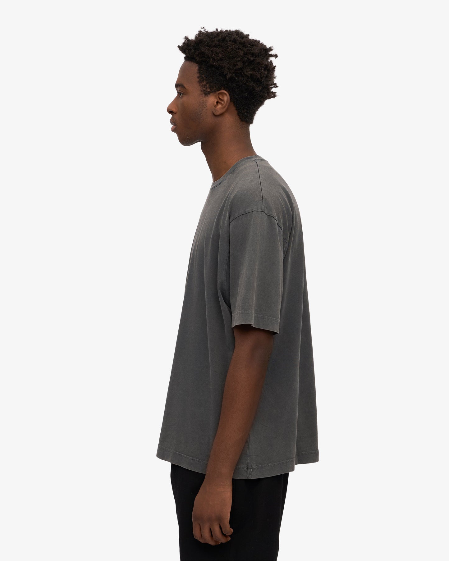 T-shirt manches courtes oversize délavé en coton bio | noir "faded black"