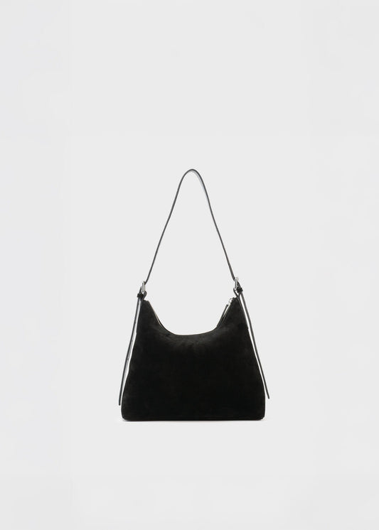 Sac à main en cuir suède certifié | noir "bari"
