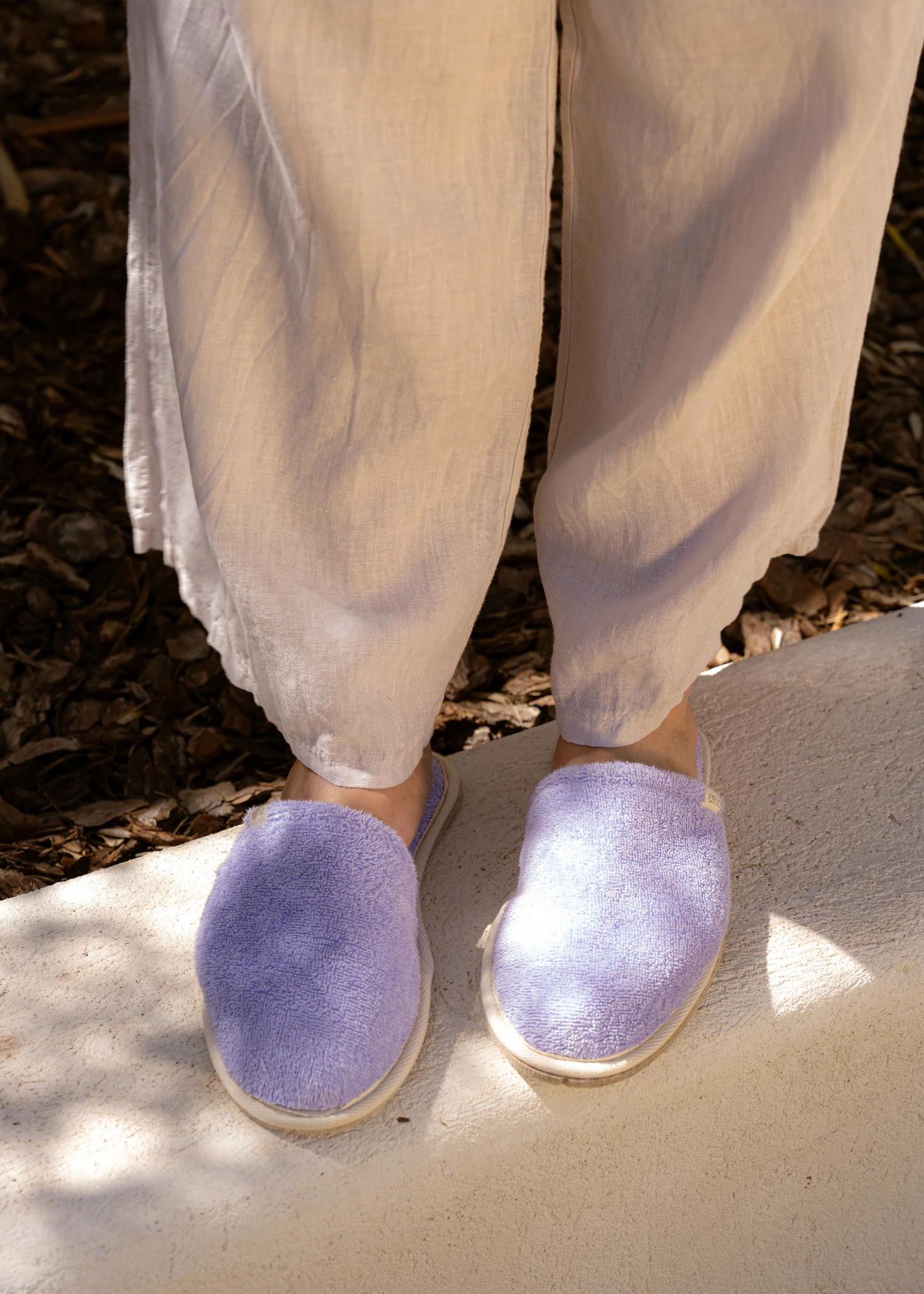 Chaussons en éponge et laine recyclée | violet "simone éponge lilas"