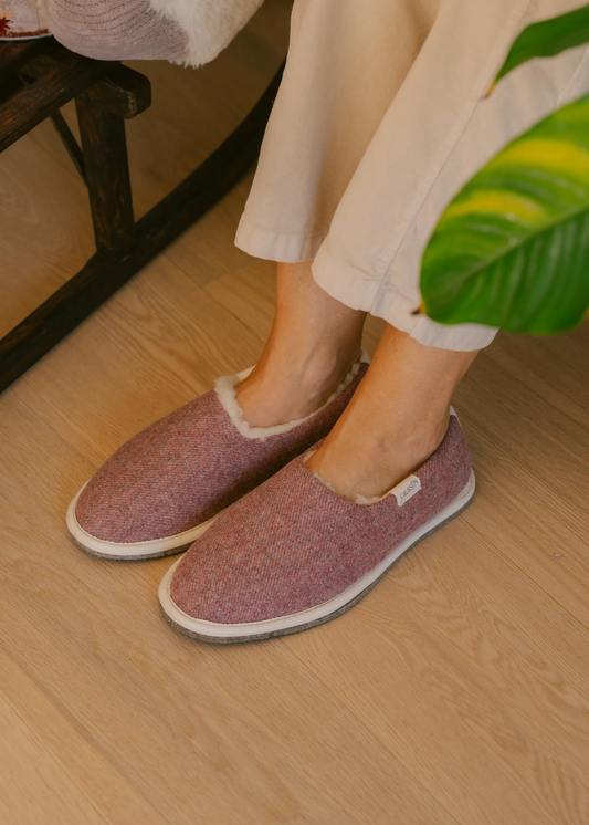 Chaussons en laine recyclée | rose "Marcel rose chiné"