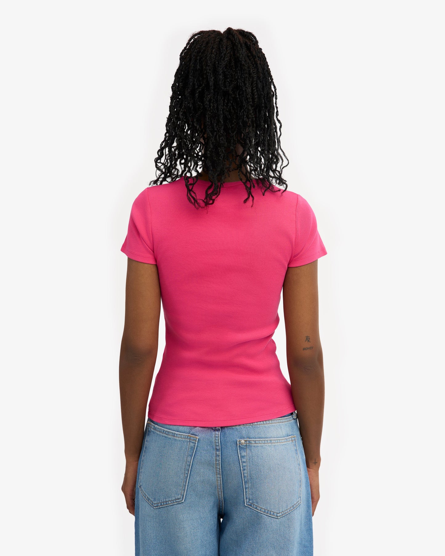 T-shirt côtelé en coton bio | rose "organic rib ss t-shirt - bubblegum pink"