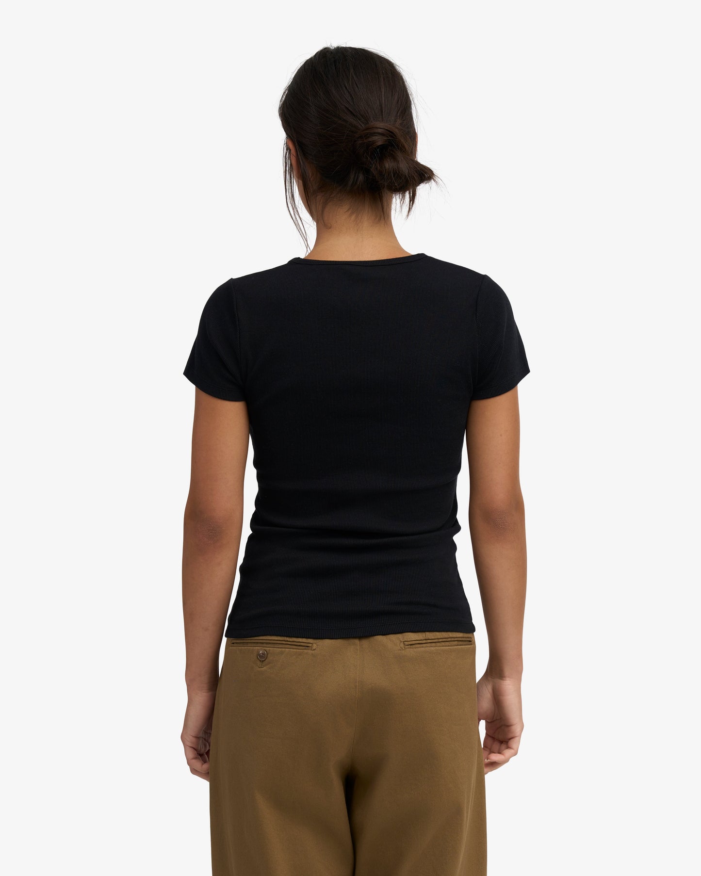 T-shirt côtelé en coton bio | noir "organic rib ss t-shirt - deep black"