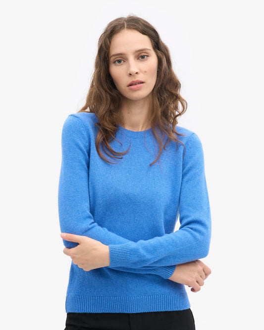 Pull en laine mérinos recyclée | bleu 'pacific blue'