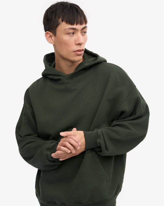 Sweat à capuche oversize en coton bio | vert "hunter green"