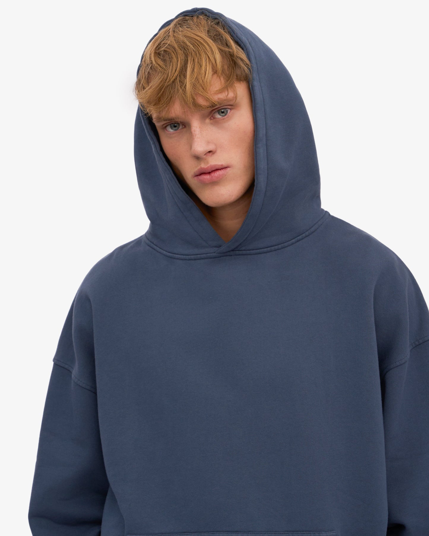 Sweat à capuche oversize en coton bio | bleu "petrol blue"