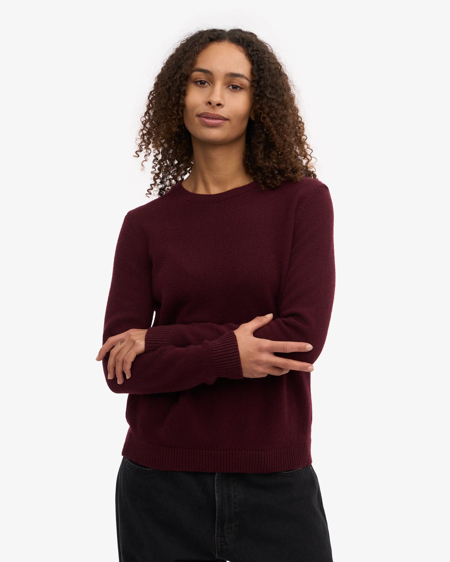 Pull en laine mérinos recyclée | bordeaux "Oxblood Red"