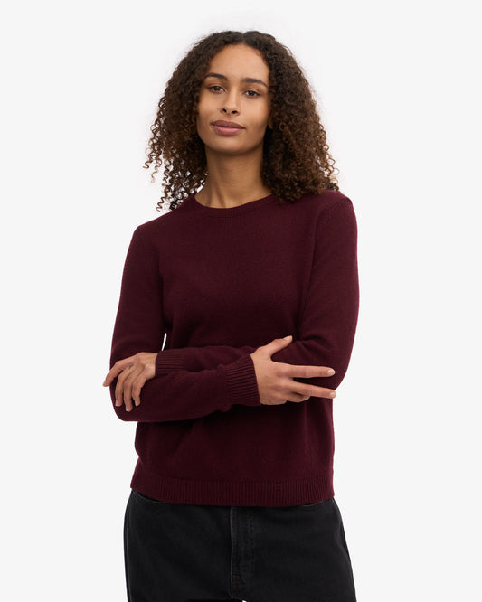 Pull en laine mérinos recyclée | bordeaux "Oxblood Red"