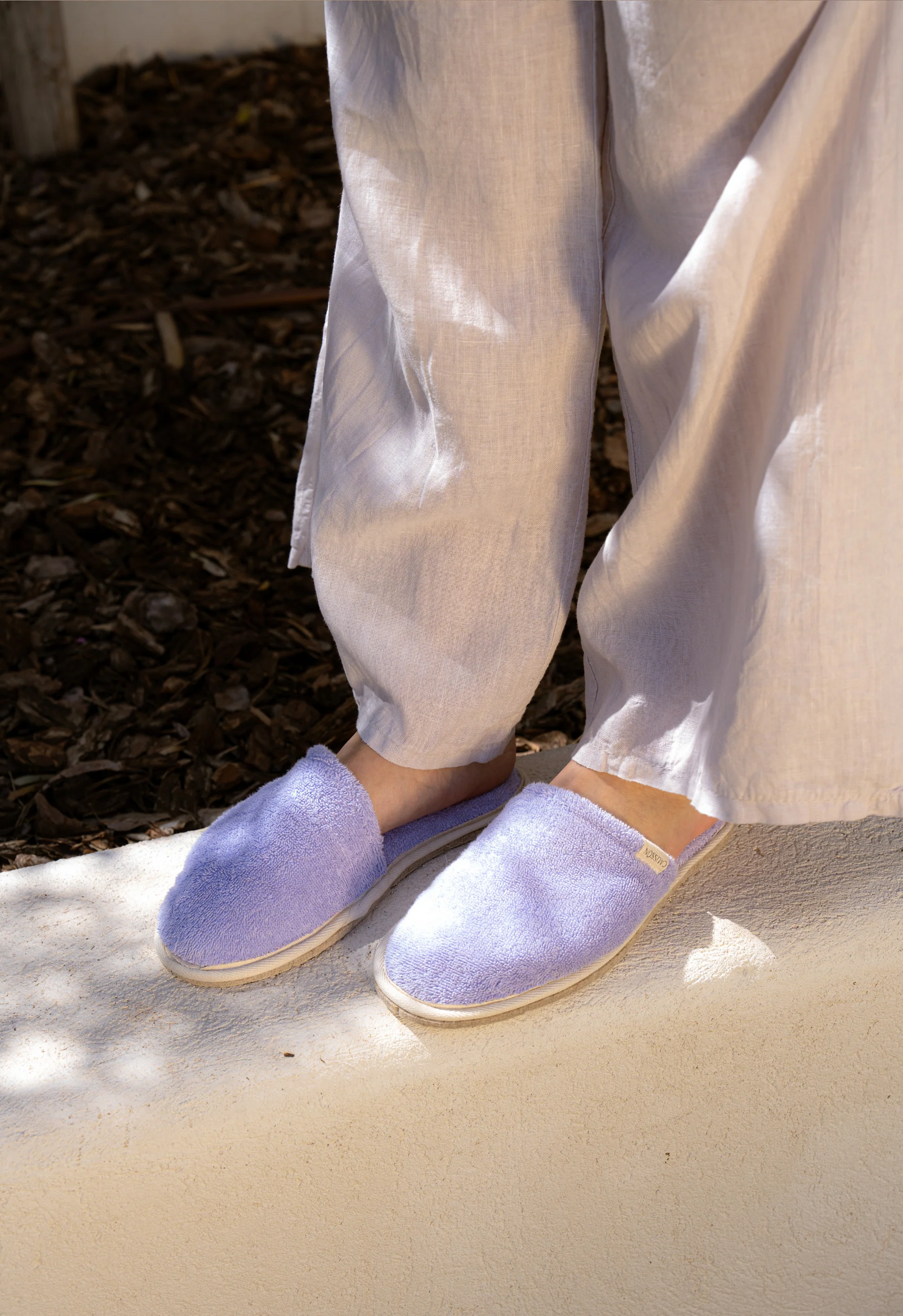 Chaussons en éponge et laine recyclée | violet "simone éponge lilas"