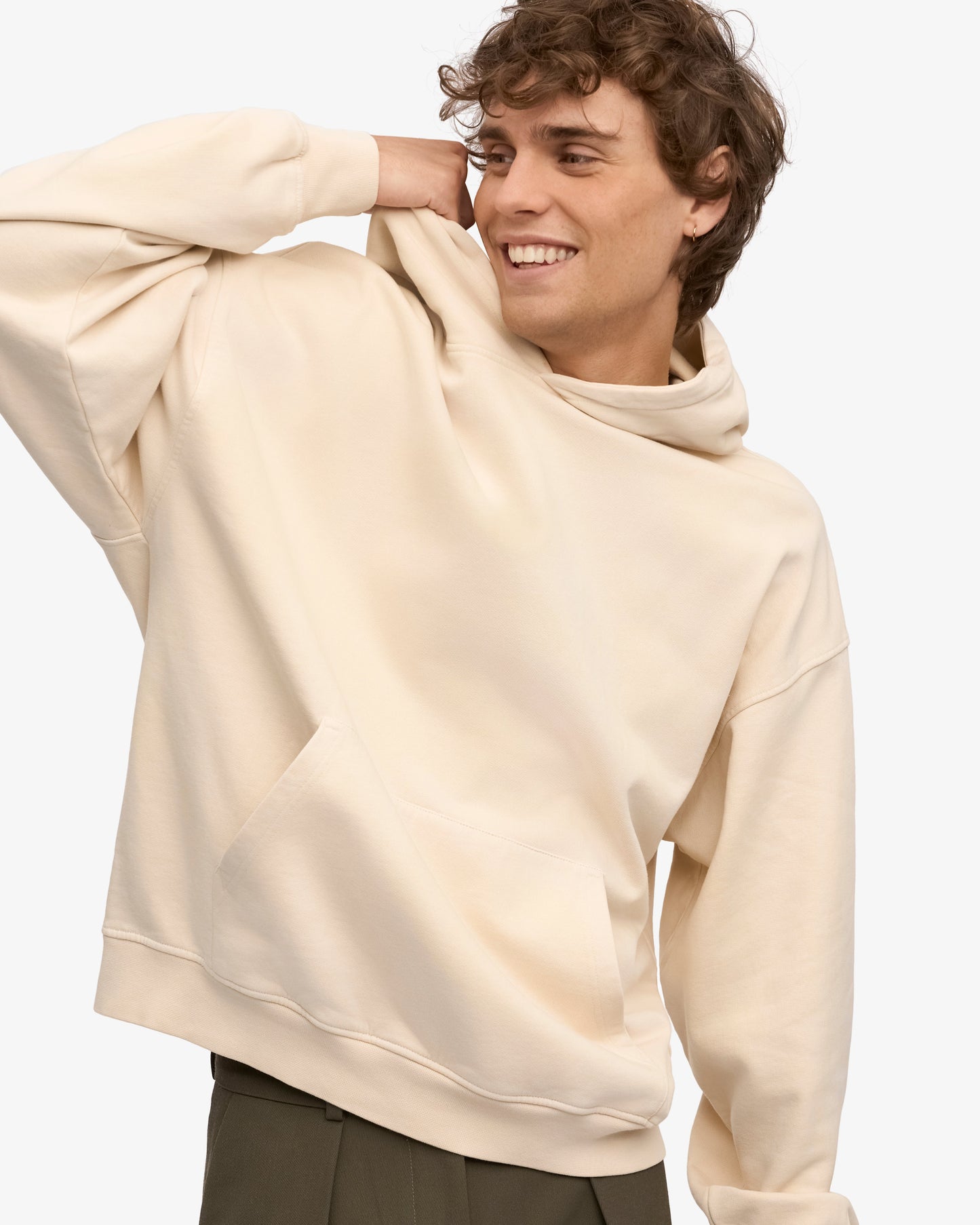 Sweat à capuche oversize en coton bio | écru "ivory white"