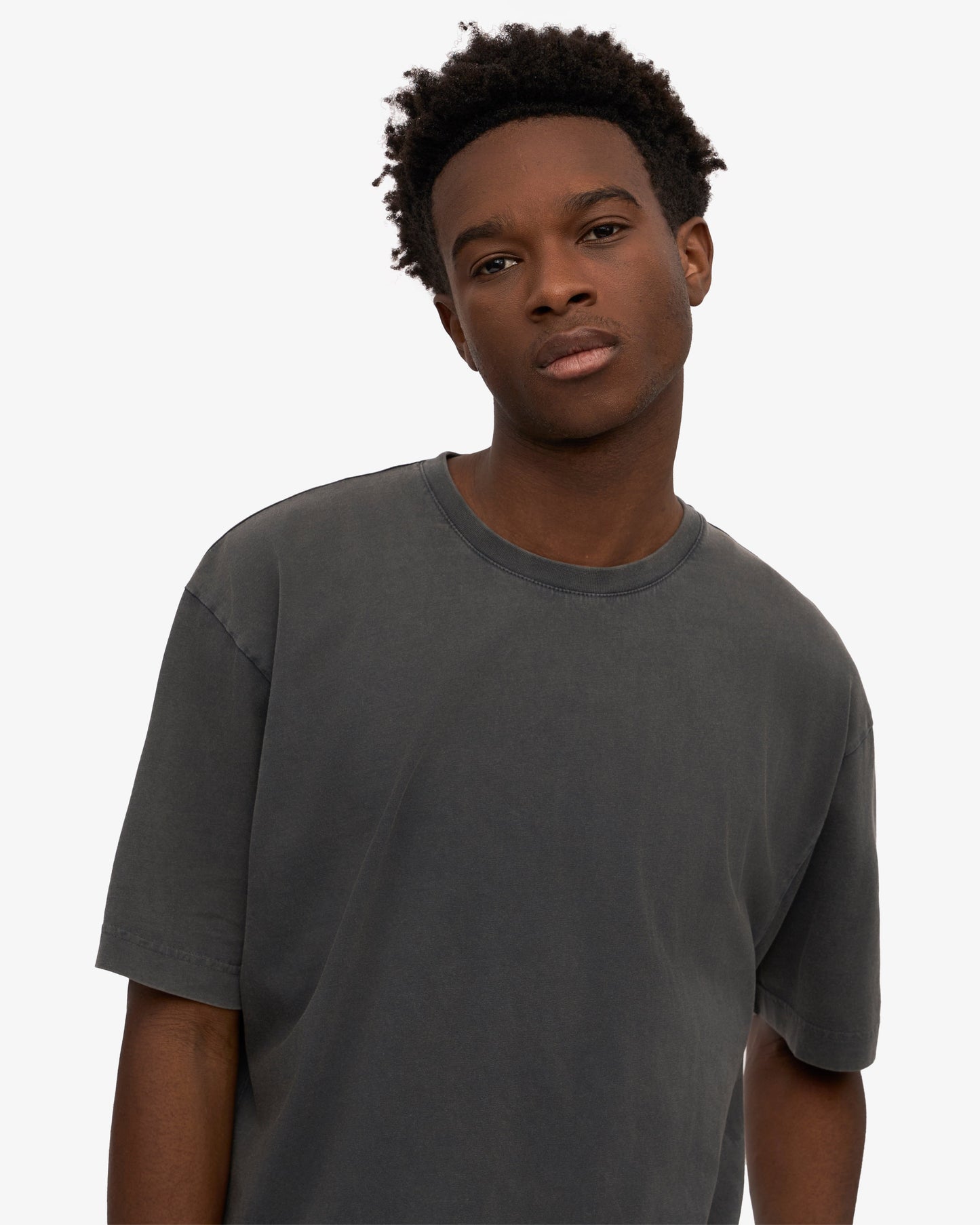 T-shirt manches courtes oversize délavé en coton bio | noir "faded black"