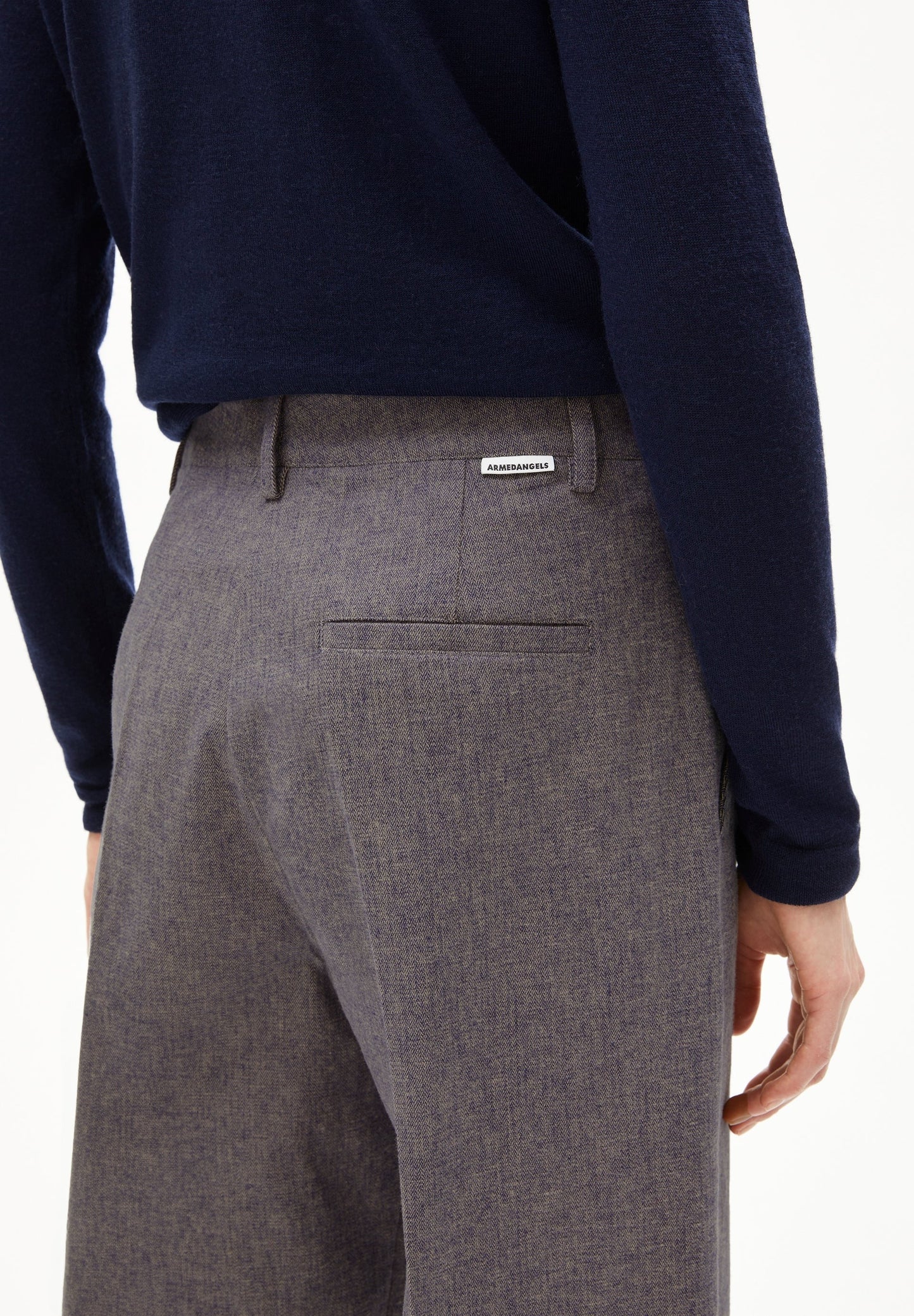 Pantalon droit flanelle en coton bio | gris/marine "leandraa handaas - pure-tinted navy"