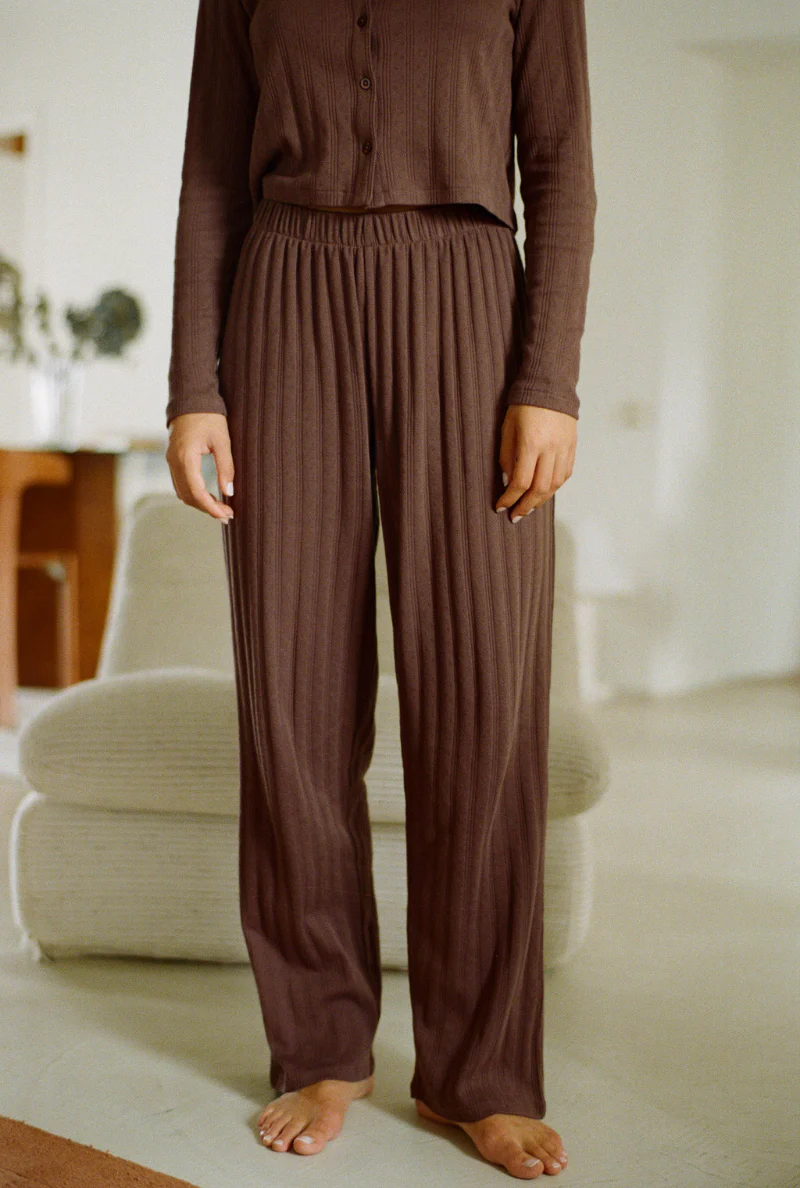 pantalon de pyjama en coton bio | marron "maud"