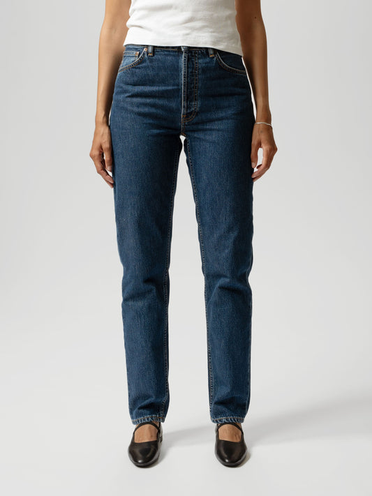 Jean mom en coton bio | bleu foncé "breezy britt - evening-jazz"