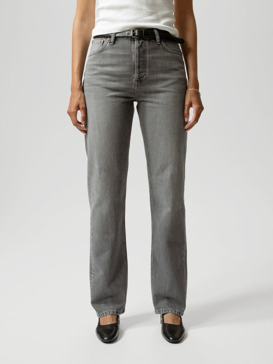 Jean droit en coton bio | gris "lofty lo - foggy-grey"