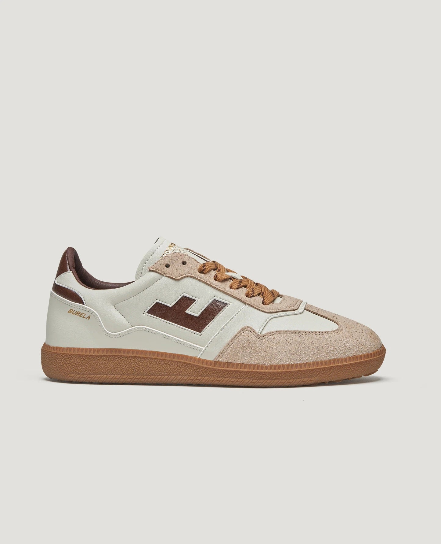 Baskets vegan | écru/marron "burela slim iguana chestnut"