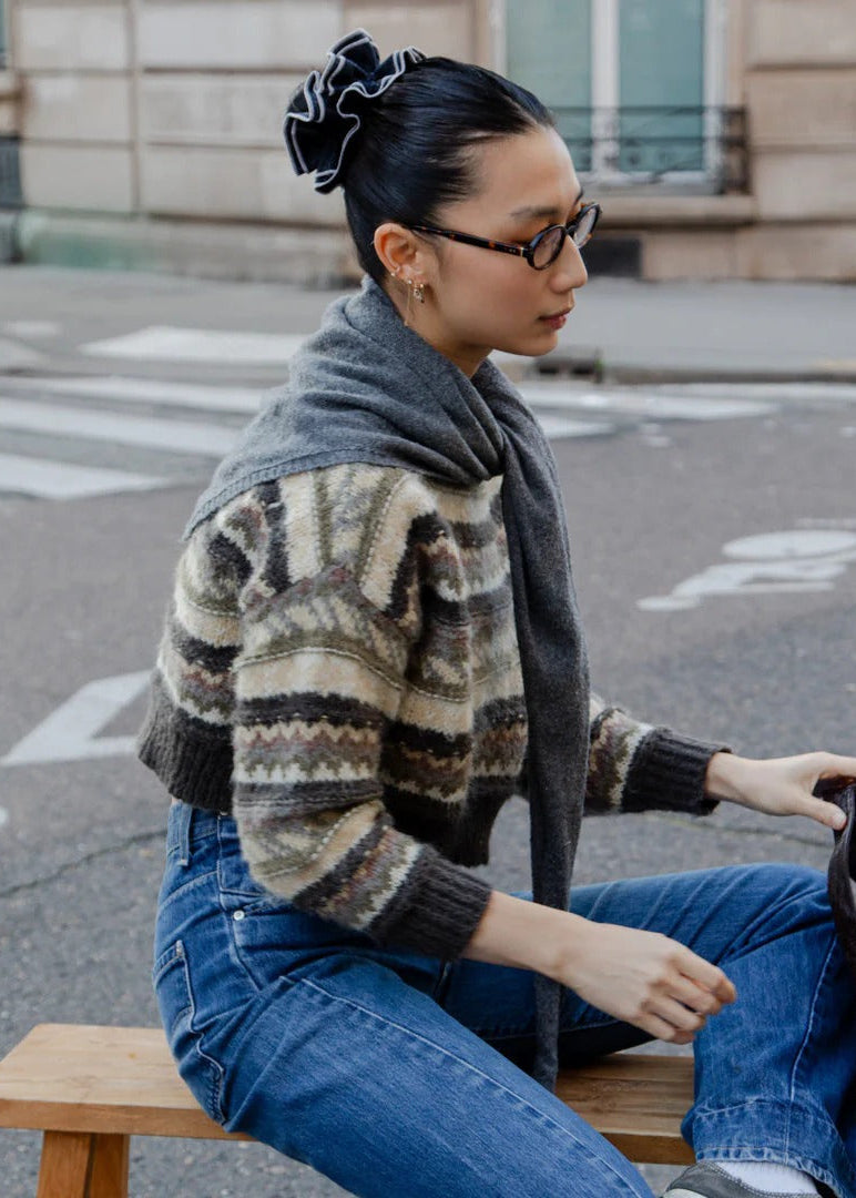 Maxi chouchou en matière upcyclée | jean - bleu