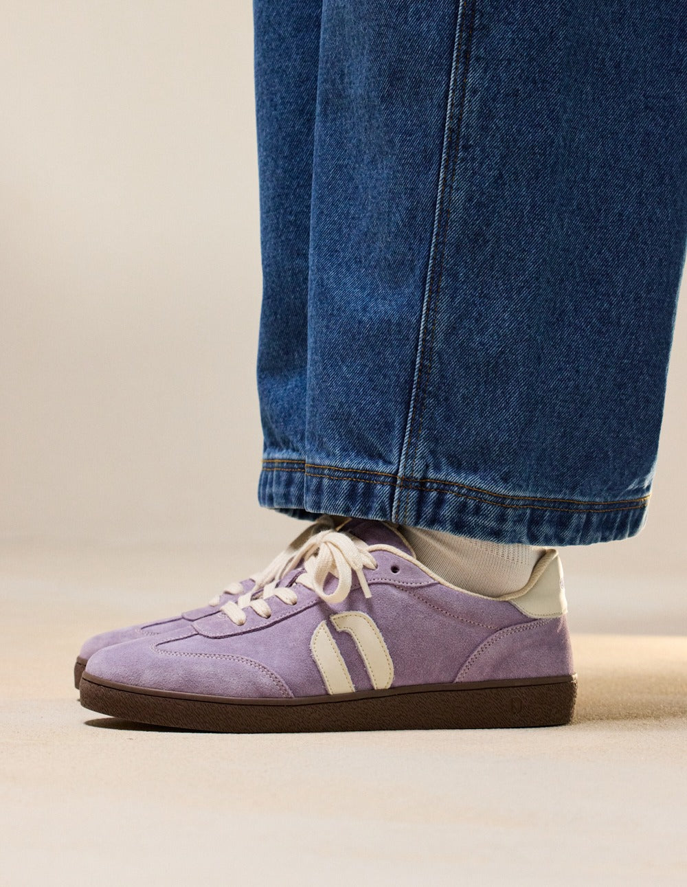 Baskets en cuir certifié | violet "baskets basses lucia - lilas-écru"