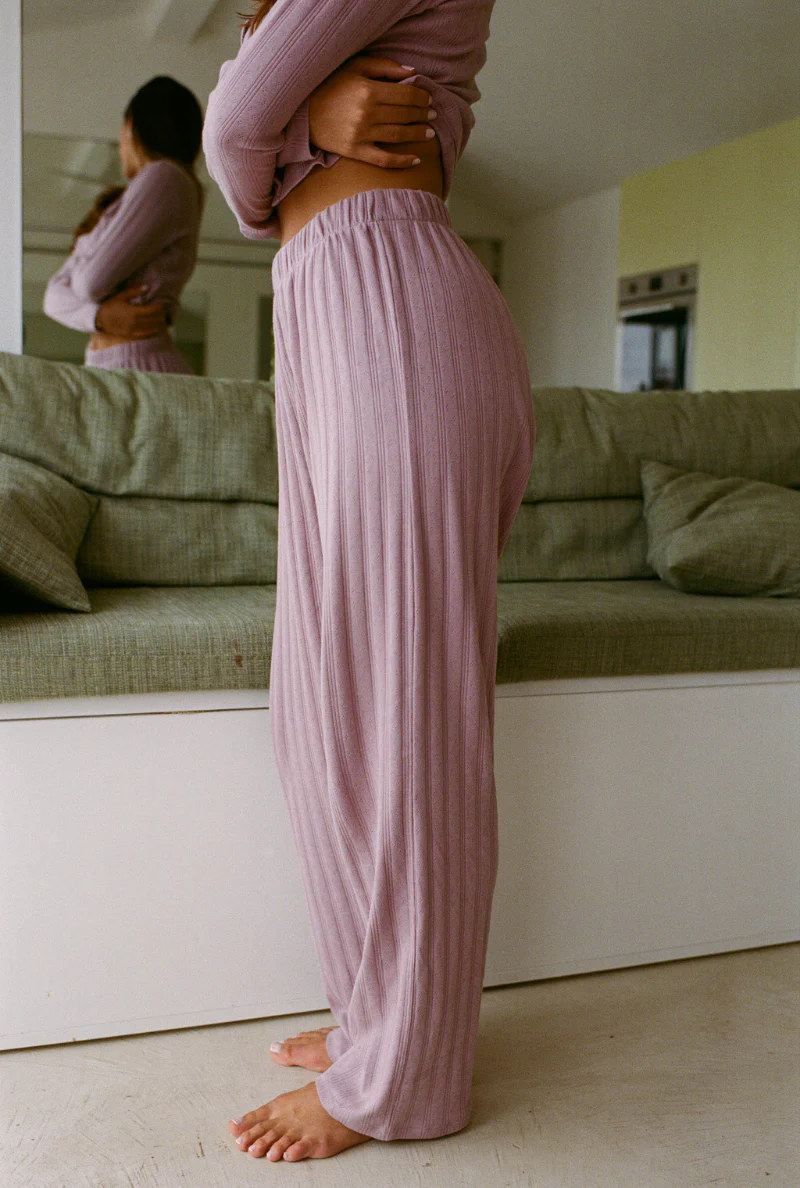 pantalon de pyjama en coton bio |  mauve "maud"
