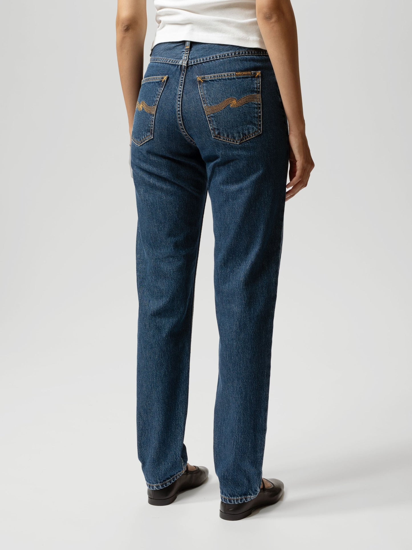 Jean mom en coton bio | bleu foncé 'breezy britt - evening-jazz'