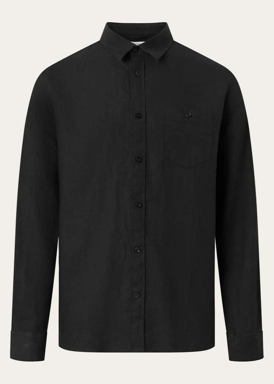 Chemise en lin biologique | noir "regular linen shirt - black jet"