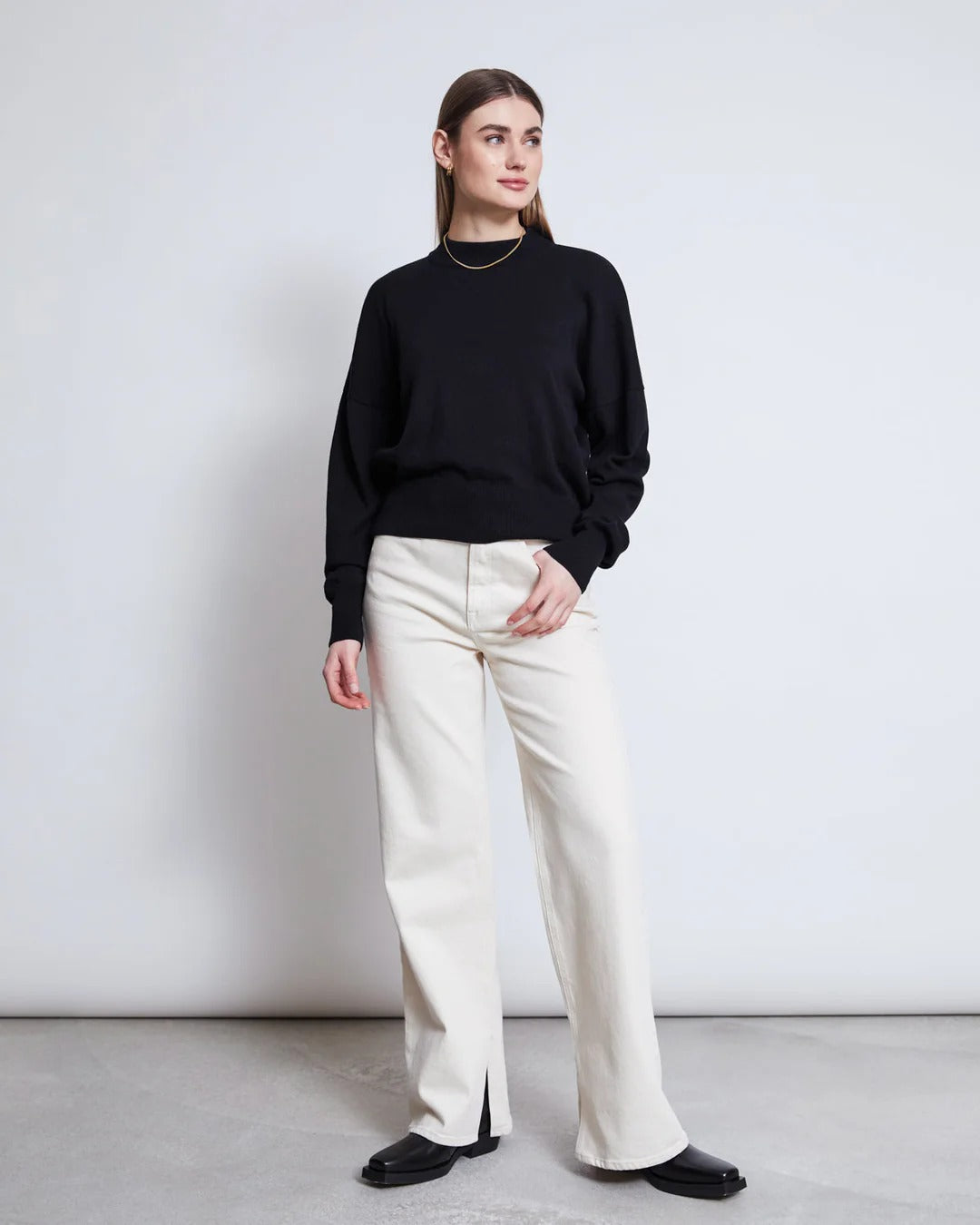 Pull oversize en coton bio | Noir "yin black"