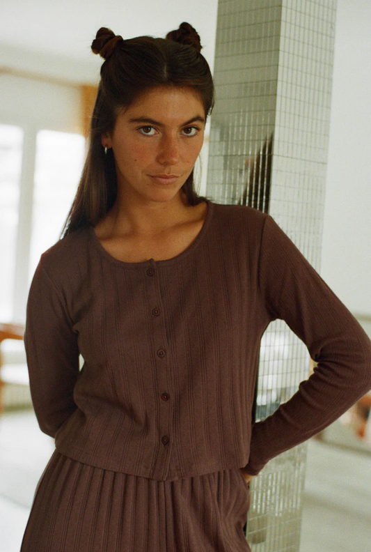 top pyjama en coton bio | marron "maud"