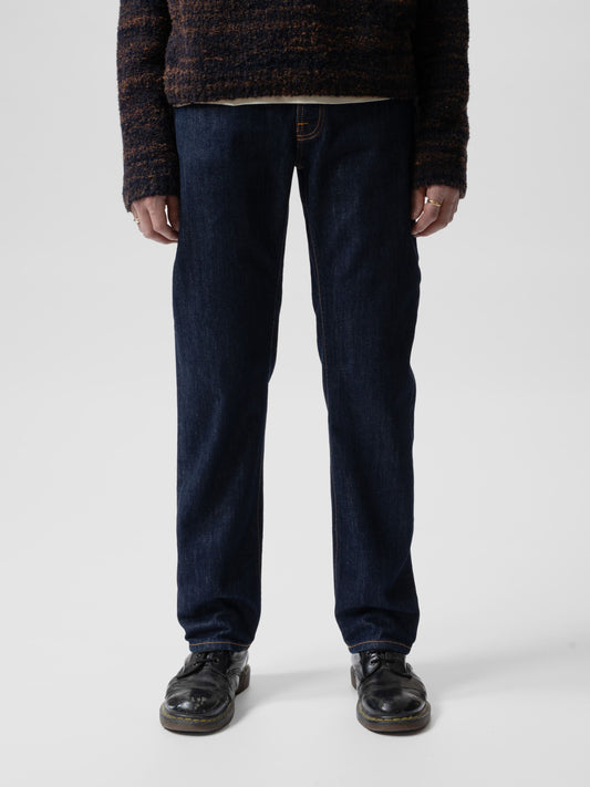 Jean droit large en coton bio  brut "rad rufus blue one wash"