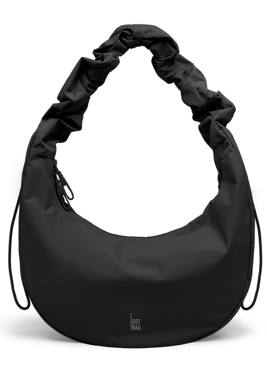 Sac bandoulière en matière recyclée | noir "MOON BAG RUFFLE black"