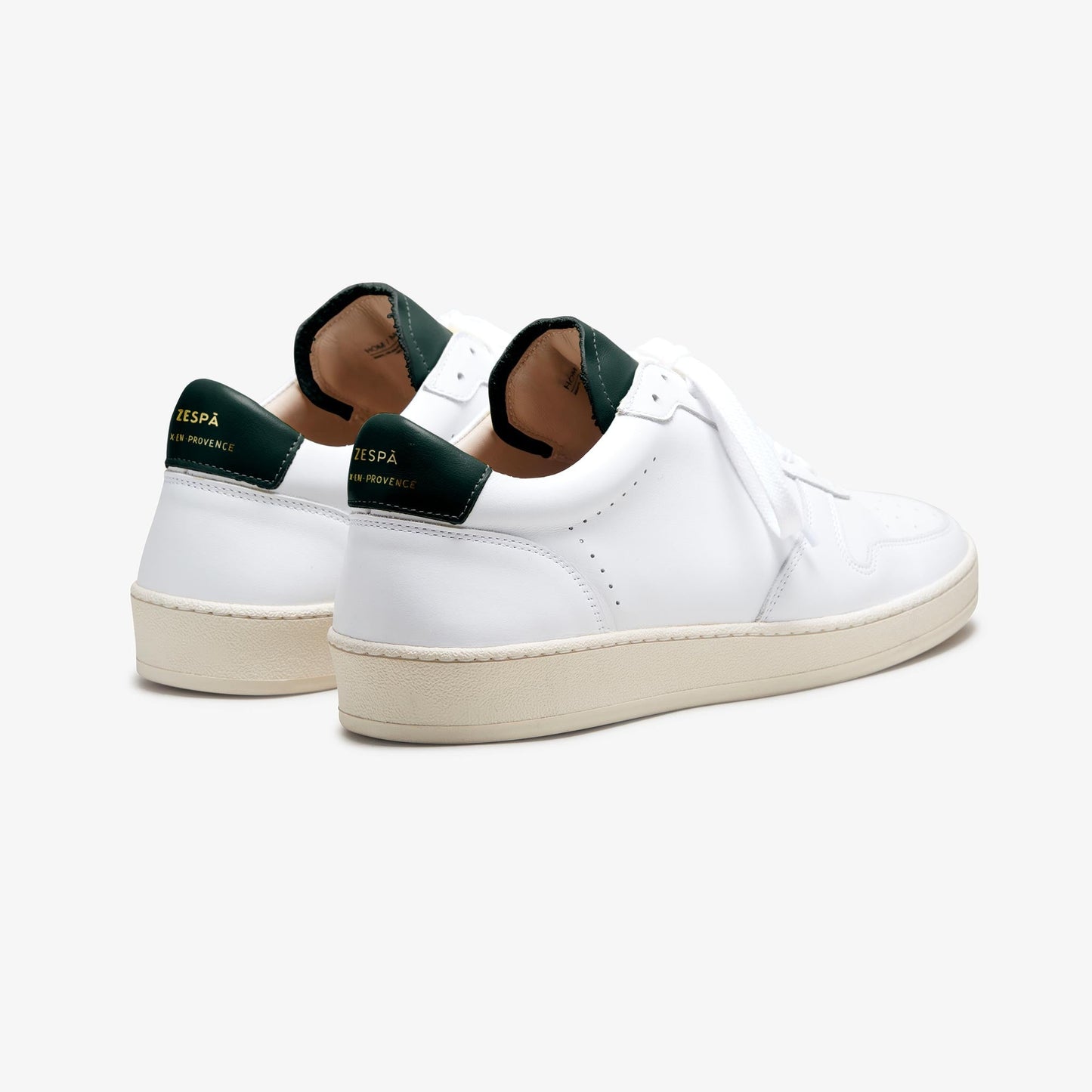 Baskets en cuir certifié | blanc "zsp23 apla nappa white - dark green"