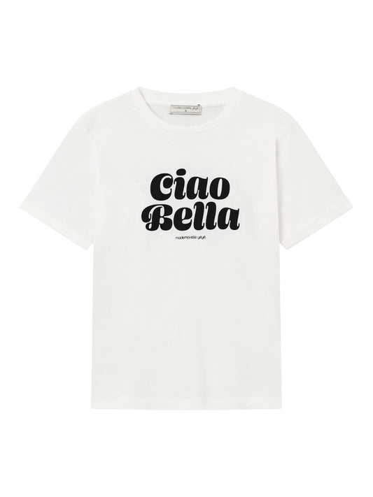 T-shirt en coton bio | blanc "ciao bella t-shirt - white"