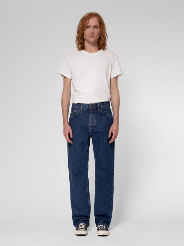 Jean droit large en coton bio | bleu "tuff tony Evening Jazz"