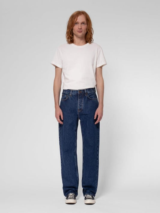 Jean droit large en coton bio | bleu "tuff tony Evening Jazz"