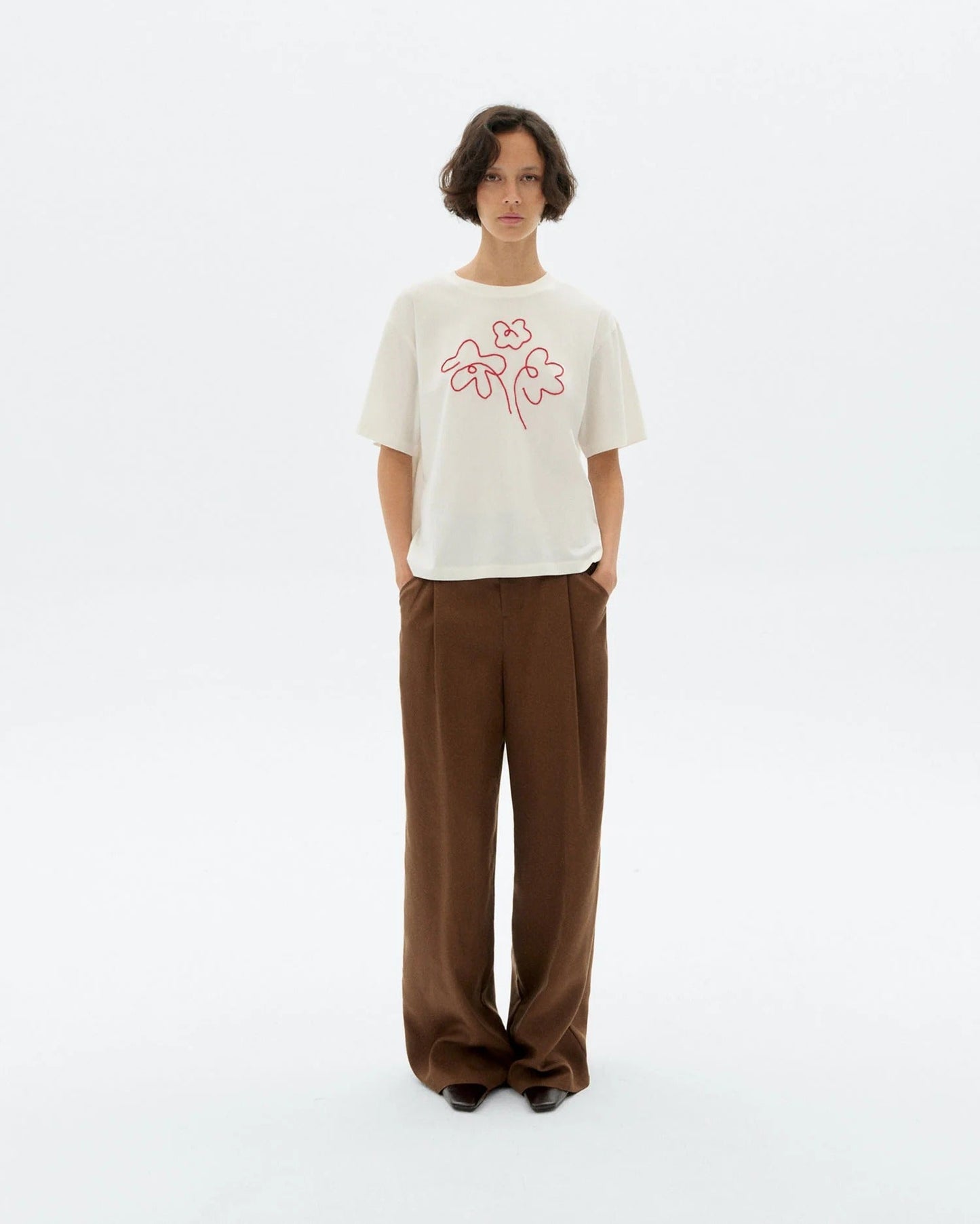 T-shirt en coton bio | blanc "flower rope white lucia tee - white"