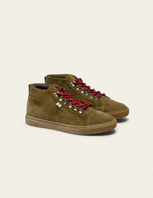 Baskets montantes en cuir certifié | kaki "christian"