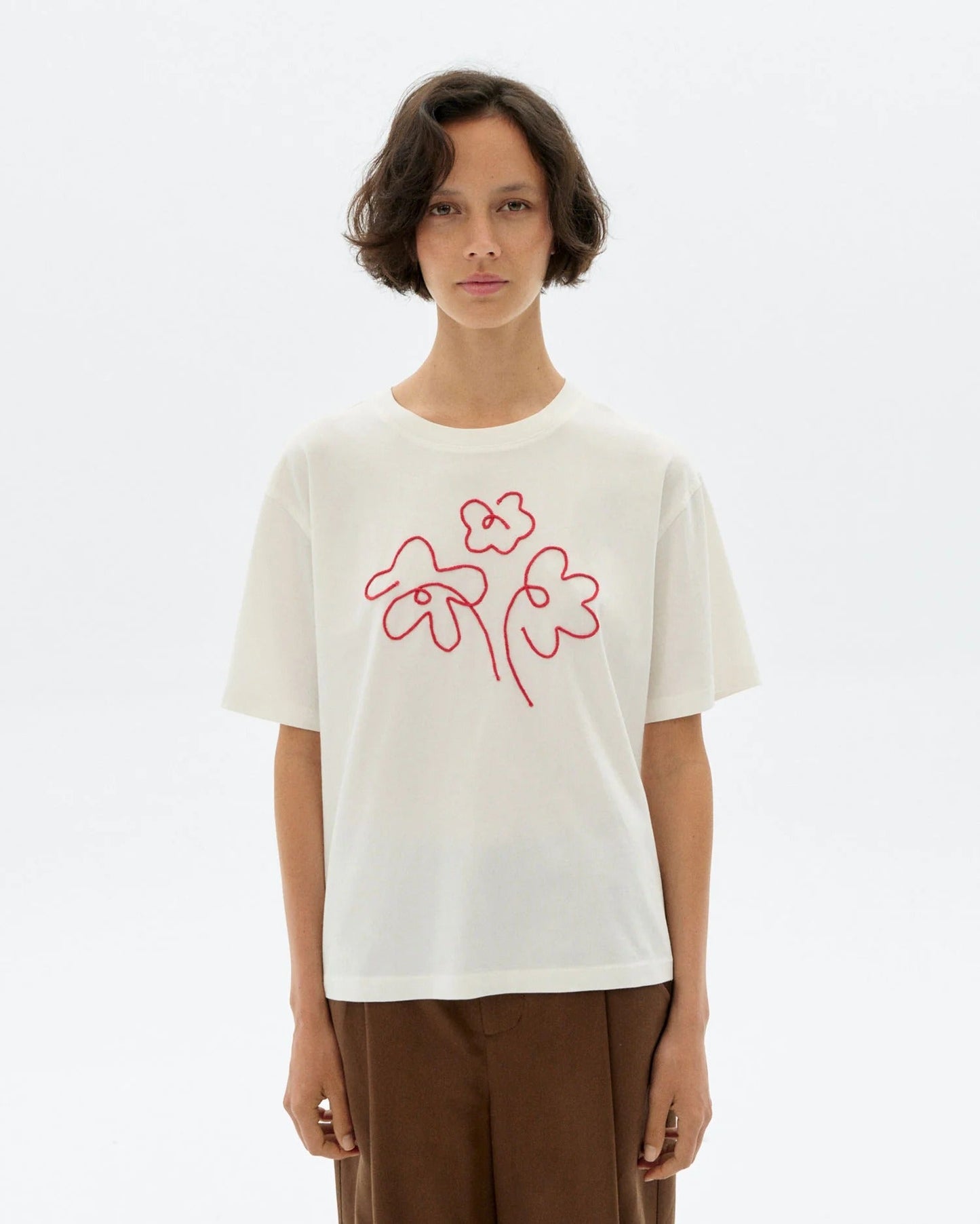 T-shirt en coton bio | blanc "flower rope white lucia tee - white"