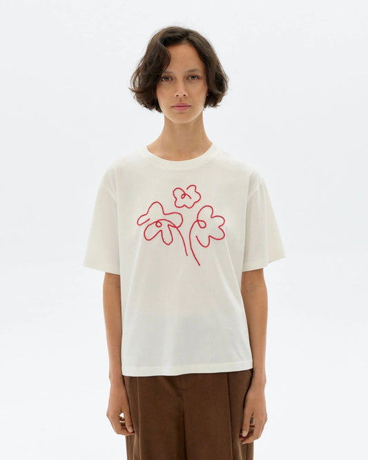 T-shirt en coton bio | blanc "flower rope white lucia tee - white"