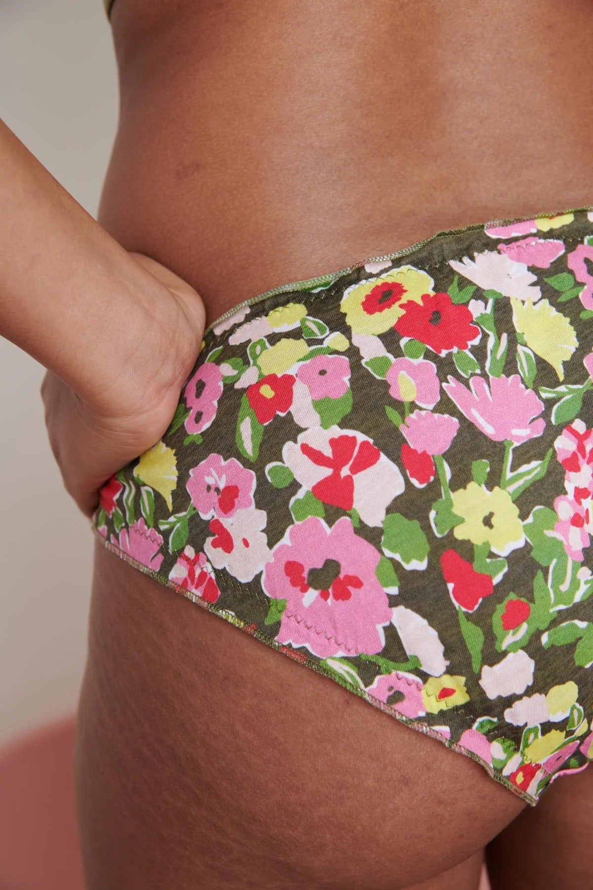 culotte bloomer en coton bio | fleurs kaki