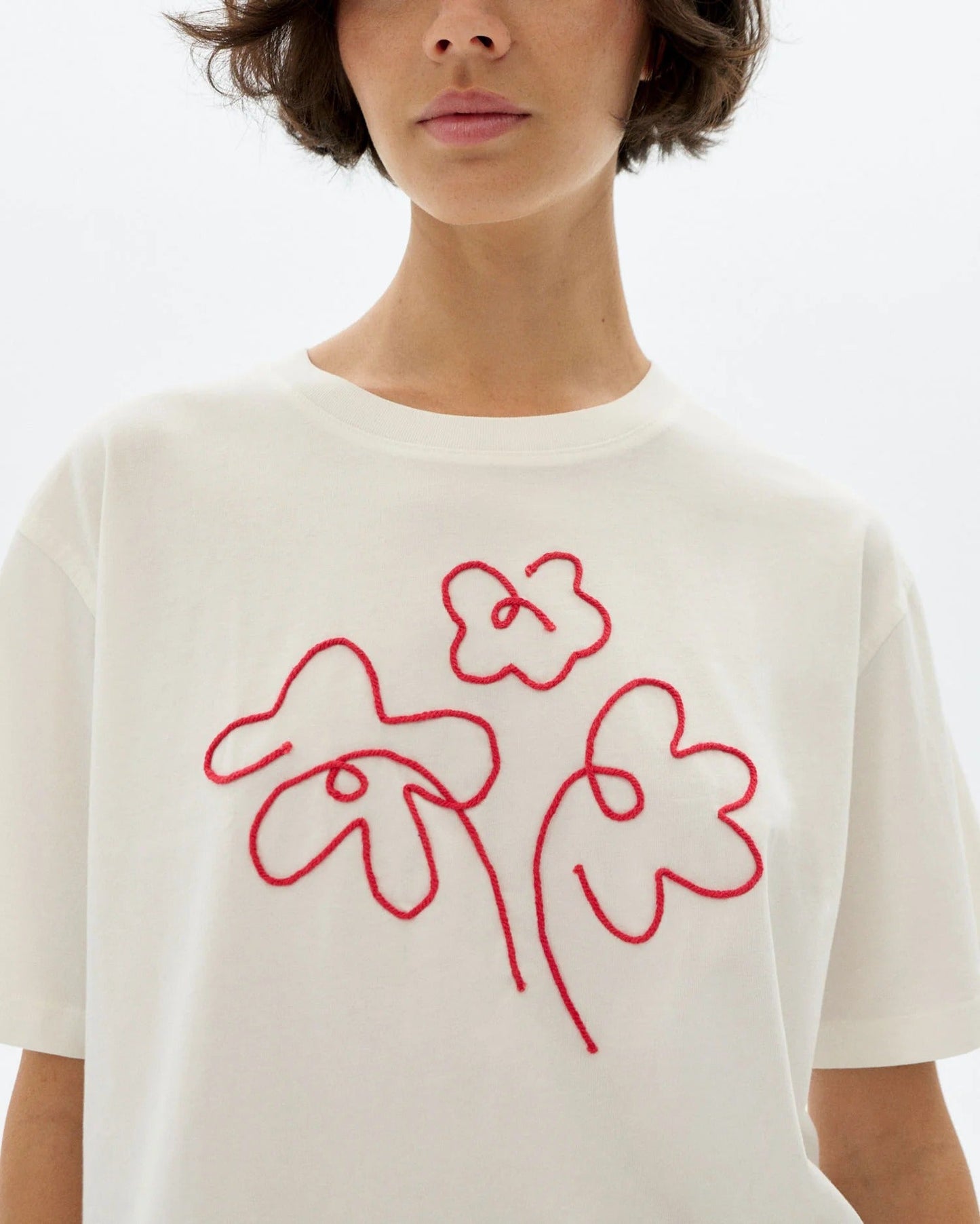T-shirt en coton bio | blanc "flower rope white lucia tee - white"
