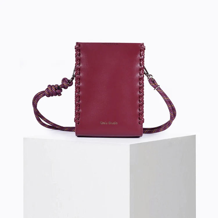 Sac à bandoulière en cuir certifié | prune "essence stitch prune"