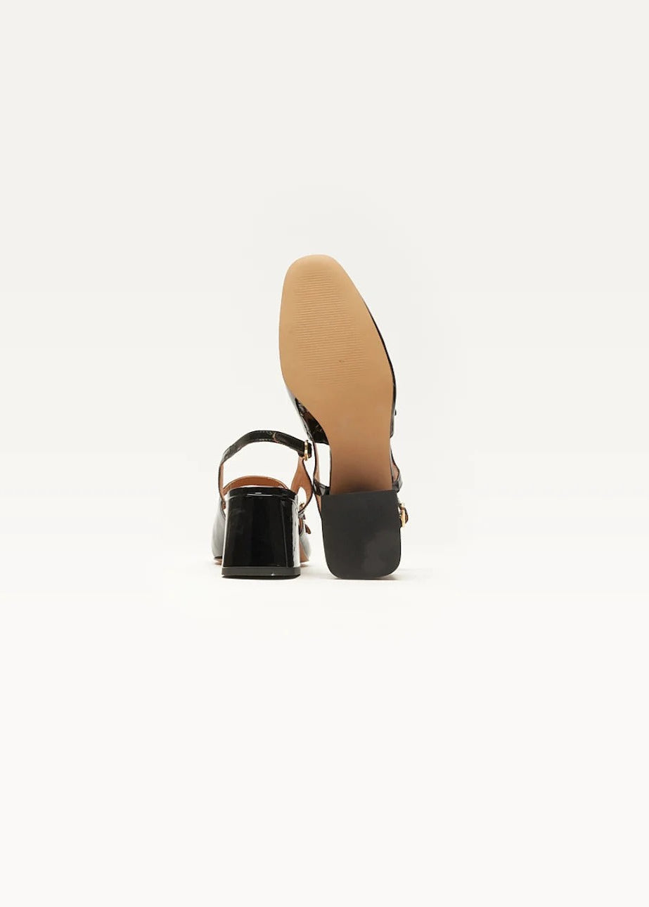 Sandales & Espadrilles en cuir | noir 'Soline - cuir vernis noir'