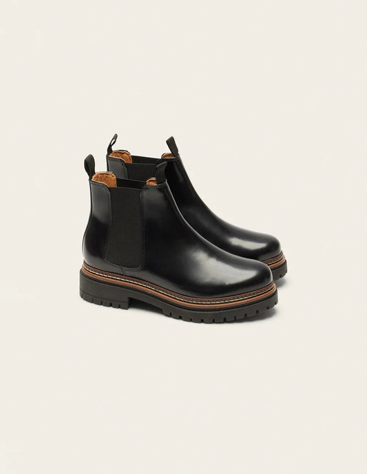 bottines en cuir certifié | noir "pernille - cuir-box-noir"